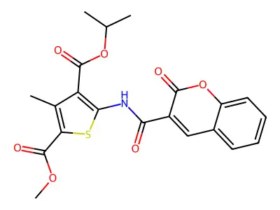 2-O-methyl 4-O-propan-2-yl 3-methyl-5-[(2-oxochromene-3-carbonyl)amino]thiophene-2,4-dicarboxylate structure