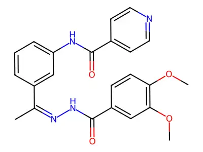 N-{3-[N-(3,4-dimethoxybenzoyl)ethanehydrazonoyl]phenyl}isonicotinamide structure