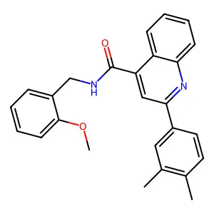 2-(3,4-dimethylphenyl)-N-[(2-methoxyphenyl)methyl]quinoline-4-carboxamide structure
