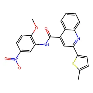 N-(2-methoxy-5-nitrophenyl)-2-(5-methylthiophen-2-yl)quinoline-4-carboxamide structure