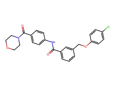 3-[(4-chlorophenoxy)methyl]-N-[4-(morpholine-4-carbonyl)phenyl]benzamide structure