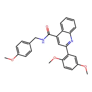 2-(2,5-dimethoxyphenyl)-N-[(4-methoxyphenyl)methyl]quinoline-4-carboxamide structure