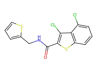 3,4-dichloro-N-(thiophen-2-ylmethyl)-1-benzothiophene-2-carboxamide structure