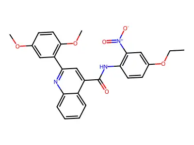 2-(2,5-dimethoxyphenyl)-N-(4-ethoxy-2-nitrophenyl)quinoline-4-carboxamide structure
