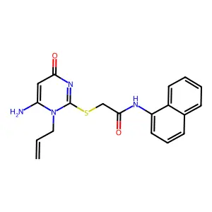 2-(6-amino-4-oxo-1-prop-2-enylpyrimidin-2-yl)sulfanyl-N-naphthalen-1-ylacetamide structure