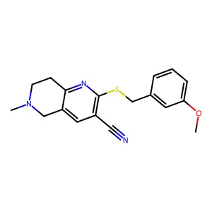 2-[(3-methoxybenzyl)sulfanyl]-6-methyl-5,6,7,8-tetrahydro[1,6]naphthyridine-3-carbonitrile structure
