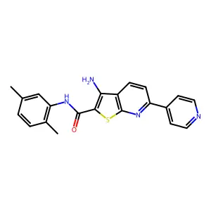 3-amino-N-(2,5-dimethylphenyl)-6-(4-pyridinyl)thieno[2,3-b]pyridine-2-carboxamide structure