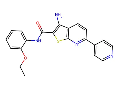 3-amino-N-(2-ethoxyphenyl)-6-(4-pyridinyl)thieno[2,3-b]pyridine-2-carboxamide structure