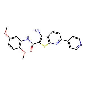 3-amino-N-(2,5-dimethoxyphenyl)-6-(pyridin-4-yl)thieno[2,3-b]pyridine-2-carboxamide structure