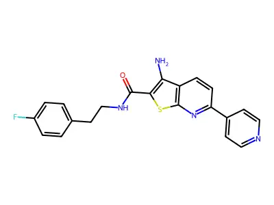 3-amino-N-(4-fluorophenethyl)-6-(4-pyridinyl)thieno[2,3-b]pyridine-2-carboxamide structure