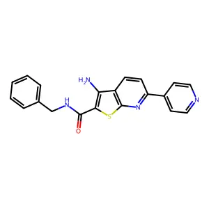 3-amino-N-benzyl-6-pyridin-4-ylthieno[2,3-b]pyridine-2-carboxamide structure