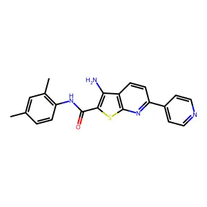3-amino-N-(2,4-dimethylphenyl)-6-(4-pyridinyl)thieno[2,3-b]pyridine-2-carboxamide structure