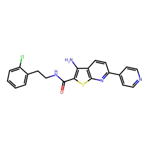 3-amino-N-(2-chlorophenethyl)-6-(4-pyridinyl)thieno[2,3-b]pyridine-2-carboxamide structure