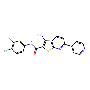 3-amino-N-(3,4-difluorophenyl)-6-pyridin-4-ylthieno[2,3-b]pyridine-2-carboxamide structure