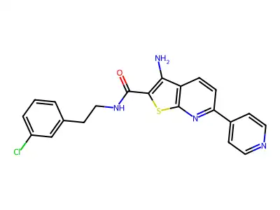 3-amino-N-(3-chlorophenethyl)-6-(4-pyridinyl)thieno[2,3-b]pyridine-2-carboxamide structure