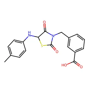 3-[[5-(4-Methylanilino)-2,4-dioxo-1,3-thiazolidin-3-yl]methyl]benzoic acid structure