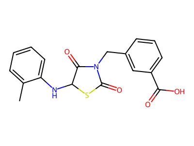 3-{[2,4-Dioxo-5-(2-toluidino)-1,3-thiazolidin-3-yl]methyl}benzoic acid structure