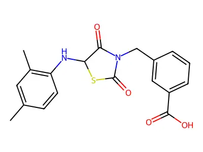 3-{[5-(2,4-Dimethylanilino)-2,4-dioxo-1,3-thiazolidin-3-yl]methyl}benzoic acid structure