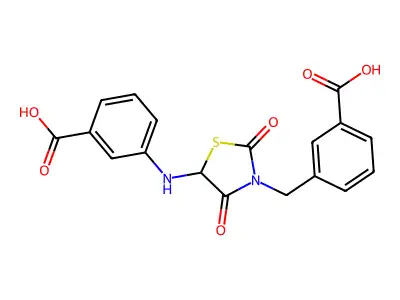 3-{[3-(3-Carboxybenzyl)-2,4-dioxo-1,3-thiazolidin-5-yl]amino}benzoic acid structure