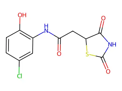 N-(5-chloro-2-hydroxyphenyl)-2-(2-hydroxy-4-oxo-4,5-dihydro-1,3-thiazol-5-yl)acetamide structure