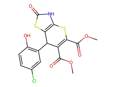 dimethyl 7-(5-chloro-2-hydroxyphenyl)-2-oxo-3,7-dihydro-2H-thiopyrano[2,3-d][1,3]thiazole-5,6-dicarboxylate structure