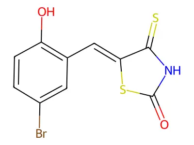(Z)-5-(5-bromo-2-hydroxybenzylidene)-4-thioxothiazolidin-2-one structure