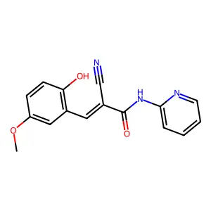 (E)-2-cyano-3-(2-hydroxy-5-methoxyphenyl)-N-pyridin-2-ylprop-2-enamide structure