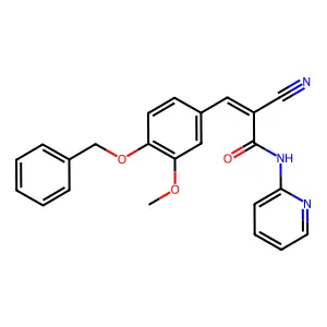 (E)-3-(4-(benzyloxy)-3-methoxyphenyl)-2-cyano-N-(pyridin-2-yl)acrylamide structure