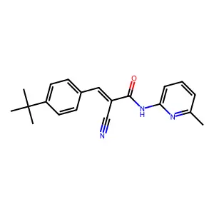 (E)-3-(4-(tert-butyl)phenyl)-2-cyano-N-(6-methylpyridin-2-yl)acrylamide structure