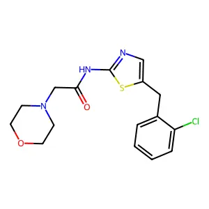 N-(5-(2-chlorobenzyl)thiazol-2-yl)-2-morpholinoacetamide structure