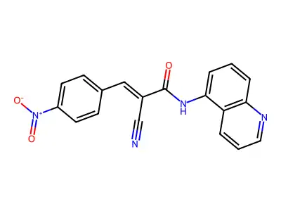 (E)-2-cyano-3-(4-nitrophenyl)-N-quinolin-5-ylprop-2-enamide structure