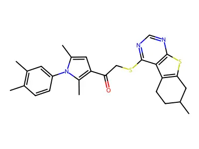 1-[1-(3,4-dimethylphenyl)-2,5-dimethyl-1H-pyrrol-3-yl]-2-[(7-methyl-5,6,7,8-tetrahydro[1]benzothieno[2,3-d]pyrimidin-4-yl)sulfanyl]ethanone structure