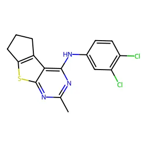 (3,4-dichlorophenyl)(2-methyl(5,6,7-trihydrocyclopenta[2,1-d]pyrimidino[4,5-b] thiophen-4-yl))amine structure