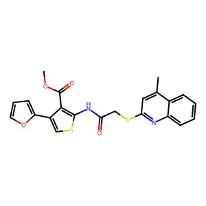 methyl 4-(furan-2-yl)-2-({[(4-methylquinolin-2-yl)sulfanyl]acetyl}amino)thiophene-3-carboxylate structure
