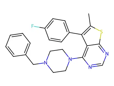 4-(4-Benzylpiperazin-1-yl)-5-(4-fluorophenyl)-6-methylthieno[2,3-d]pyrimidine structure