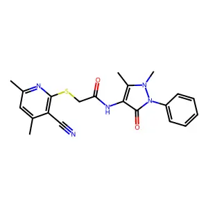 2-(3-cyano-4,6-dimethylpyridin-2-yl)sulfanyl-N-(1,5-dimethyl-3-oxo-2-phenylpyrazol-4-yl)acetamide structure