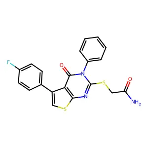 2-{[5-(4-fluorophenyl)-4-oxo-3-phenyl-3,4-dihydrothieno[2,3-d]pyrimidin-2-yl]sulfanyl}acetamide structure