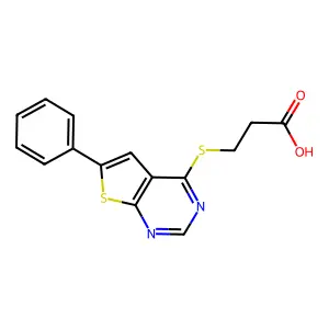3-(6-Phenylthieno[2,3-d]pyrimidin-4-yl)sulfanylpropanoic acid structure