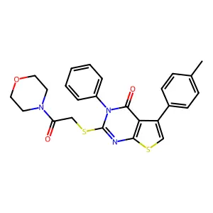 5-(4-methylphenyl)-2-{[2-(morpholin-4-yl)-2-oxoethyl]sulfanyl}-3-phenylthieno[2,3-d]pyrimidin-4(3H)-one structure
