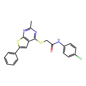 N-(4-chlorophenyl)-2-({2-methyl-6-phenylthieno[2,3-d]pyrimidin-4-yl}sulfanyl)acetamide structure