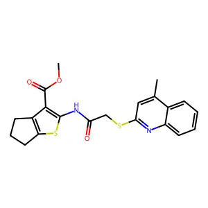 methyl 2-({[(4-methylquinolin-2-yl)sulfanyl]acetyl}amino)-5,6-dihydro-4H-cyclopenta[b]thiophene-3-carboxylate structure