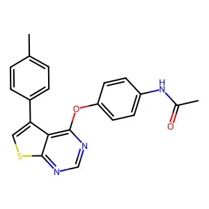 N-(4-{[5-(4-methylphenyl)thieno[2,3-d]pyrimidin-4-yl]oxy}phenyl)acetamide structure