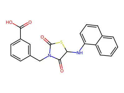 3-[5-(Naphthalen-1-ylamino)-2,4-dioxo-thiazolidin-3-ylmethyl]-benzoic acid structure