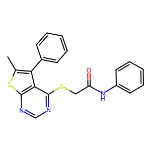 2-({6-methyl-5-phenylthieno[2,3-d]pyrimidin-4-yl}sulfanyl)-N-phenylacetamide structure