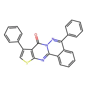 8,13-diphenyl-15-thia-9,10,17-triazatetracyclo[8.7.0.0^{2,7}.0^{12,16}]heptadeca-1(17),2(7),3,5,8,12(16),13-heptaen-11-one structure