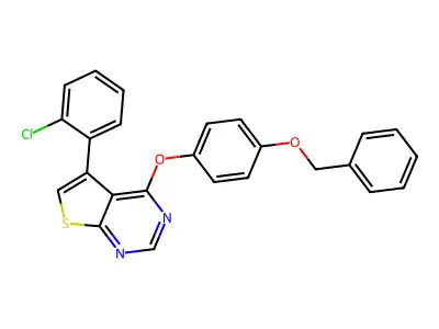5-(2-Chlorophenyl)-4-(4-phenylmethoxyphenoxy)thieno[2,3-d]pyrimidine structure
