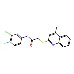 N-(3-chloro-4-fluorophenyl)-2-[(4-methylquinolin-2-yl)sulfanyl]acetamide structure