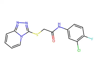 N-(3-chloro-4-fluorophenyl)-2-([1,2,4]triazolo[4,3-a]pyridin-3-ylsulfanyl)acetamide structure