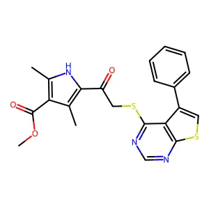 methyl 2,4-dimethyl-5-{[(5-phenylthieno[2,3-d]pyrimidin-4-yl)sulfanyl]acetyl}-1H-pyrrole-3-carboxylate structure