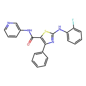 2-[(2-fluorophenyl)amino]-4-phenyl-N-(pyridin-3-yl)-1,3-thiazole-5-carboxamide structure